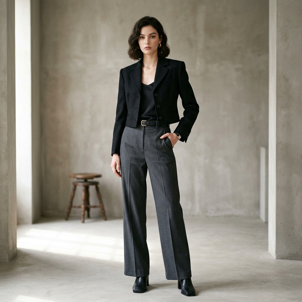 Crop Blazer Preto